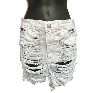 FASHION NOVA Distressed White Denim Shorts